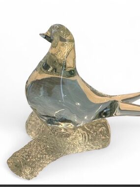 Vintage Murano Art Glass Dove Bird on Branch Figurine Large 7.5 Inch